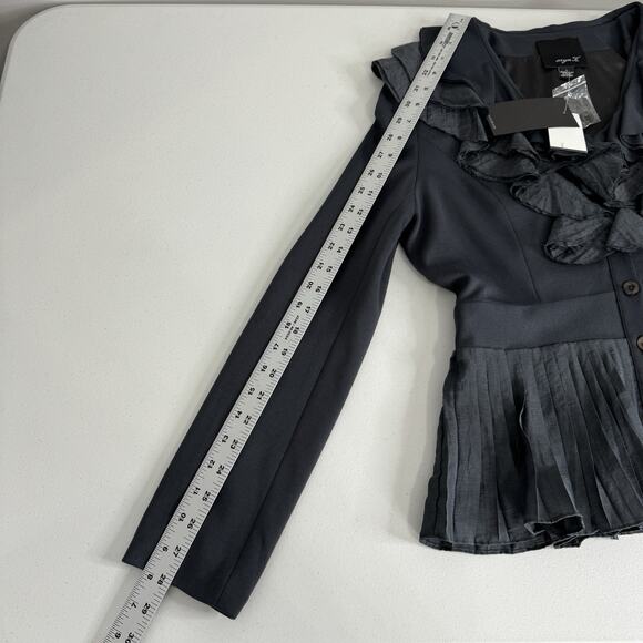 Aryn K. Womens Jacket L Gray Ruffle Button Cardigan Victorian Whimsigoth Fairy - Picture 7 of 13
